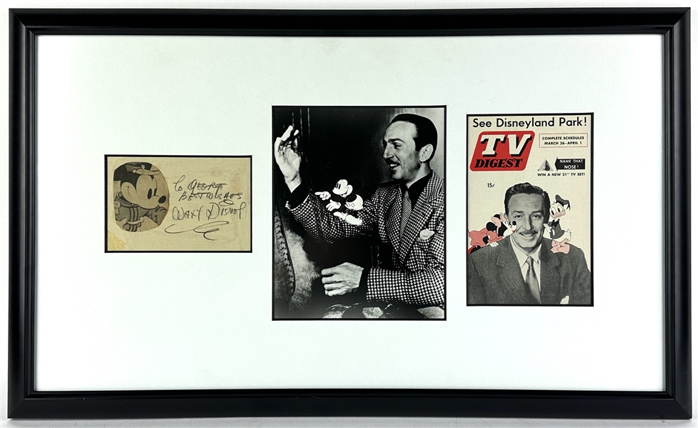 Walt Disney Rare Signed Album Page with Early Block-Letter Autograph in Custom Framed Display (Beckett/BAS LOA & Phil Sears LOA)