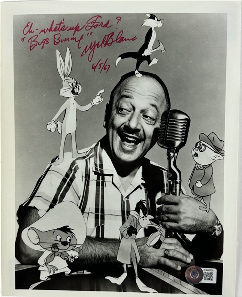 Mel Blanc Signed Vintage 8" x 10" B&W Photograph with Looney Tunes Characters (Beckett/BAS)