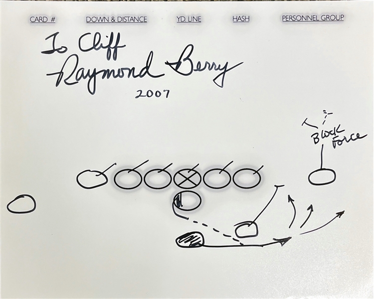 Raymond Berry: Lot of Three Hand Drawn & Signed Football Plays (Beckett/BAS)