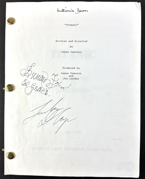Titanic: Leonardo DiCaprio, Millvina Dean & Bernard Fox Signed Souvenir Script for "Titanic"