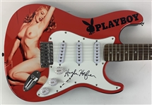 Playboy: Hugh Hefner Signed Custom Airbrushed Playboy Guitar (JSA LOA)