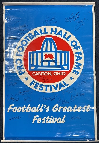 Amazing Pro Footballl Hall of Fame Running Back Legends Multi-Signed 36 x 56 Festival Banner with 17 Signatures Incl. Emmitt, Sanders, Bettis, etc.! (Third Party Guaranteed)