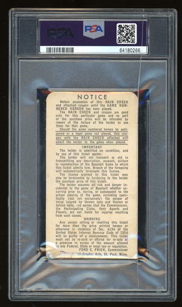 1965 World Series Game 1 Ticket Stub :: Koufax Sits Out For Yom Kippur (PSA/DNA)