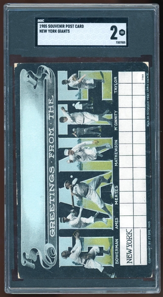 1905 NY Giants Souvenir Post Card :: SGC Good 2 (SGC Encapsulated)
