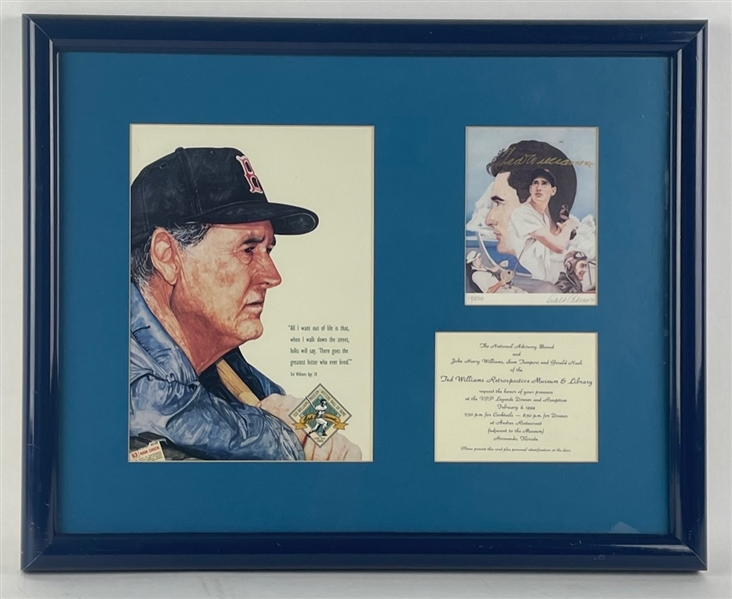 Ted Williams Signed Lithograph Display (PSA/DNA) 
