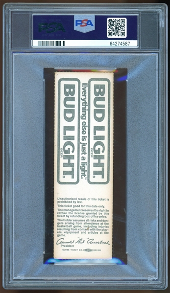 1987 Jordan vs. Bird Boston Celtics Full Ticket (PSA/DNA)