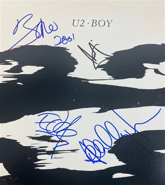 U2: FULL Group Signed Boy Album Cover w/ Vinyl (4 Sigs)(REAL LOA)