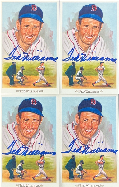 Ted Williams Signed Lot of 4 1989 Postcards (Third Party Guaranteed)