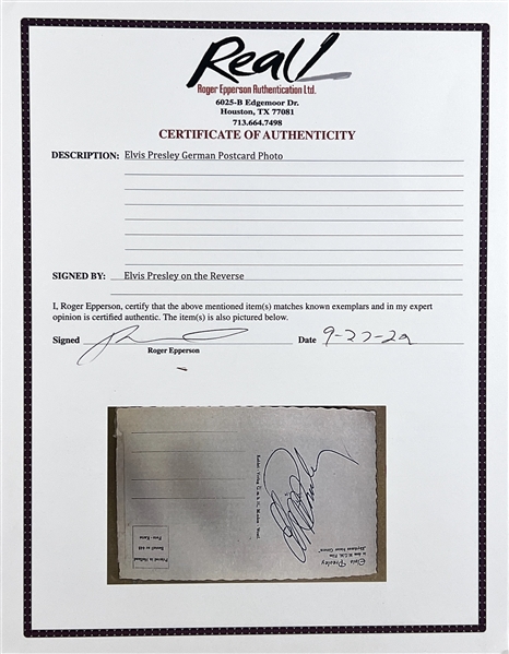 Elvis Presley Signed 3.5” x 5.5” Photo Postcard (REAL LOA) 