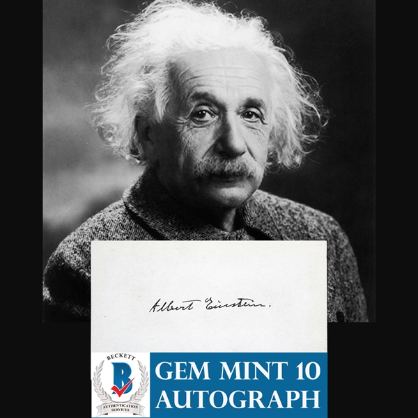 Albert Einstein Signed 3.25 x 5.5 Index Card with Full Name Autograph - Graded Beckett/BAS GEM MINT 10!