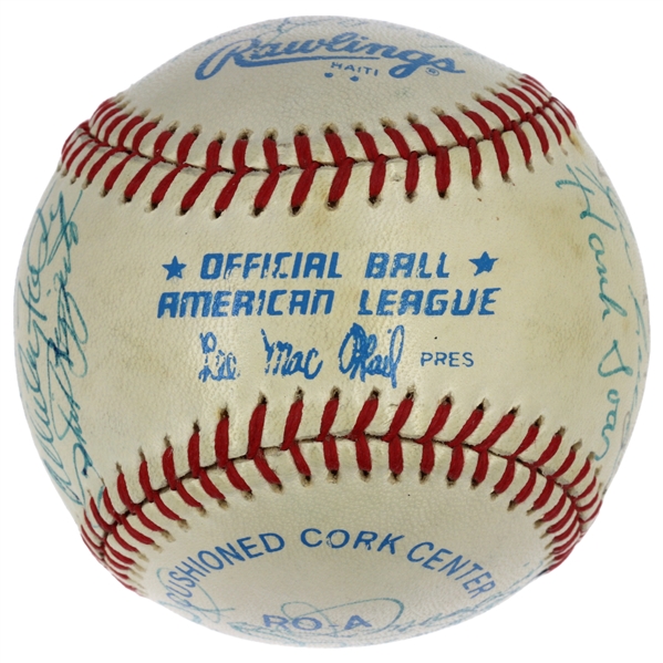 NY Yankees Official American League Baseball with (20) Signatures Including Mickey Mantle, Joe DiMaggio & Roger Maris (Full JSA LOA)