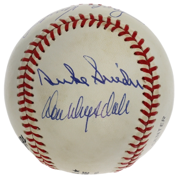 Sandy Koufax, Don Drysdale, Duke Snider Dodgers HOF’ers Triple-Signed Official National League Baseball (JSA)