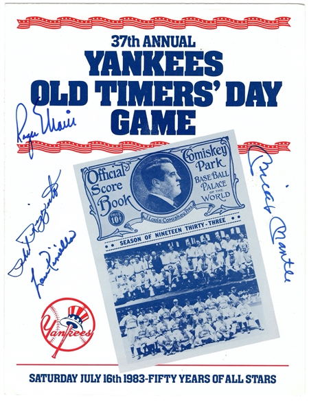 Mickey Mantle & Roger Maris Signed NY Yankees 1983 Old Timer's Day Program with Rizzuto & Piniella (Beckett LOA)