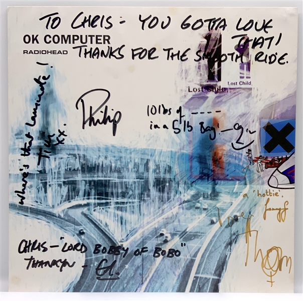 Radiohead Group Signed 12” x 12” Album Flat (5 Sigs) (Third Party Guaranteed)
