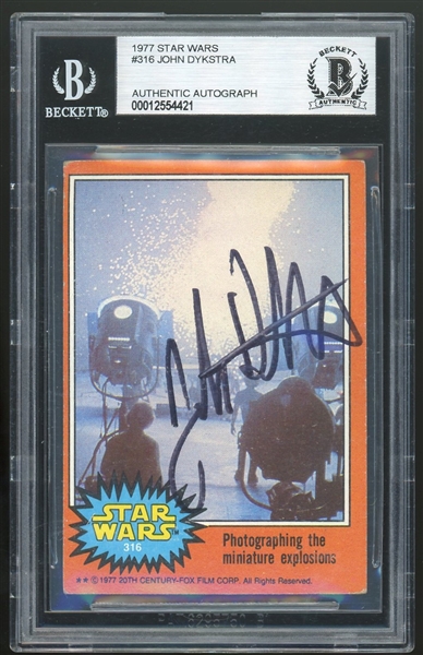 John Dykstra Signed 1977 Star Wars Trading Card #316 (Beckett/BAS Encapsulated)