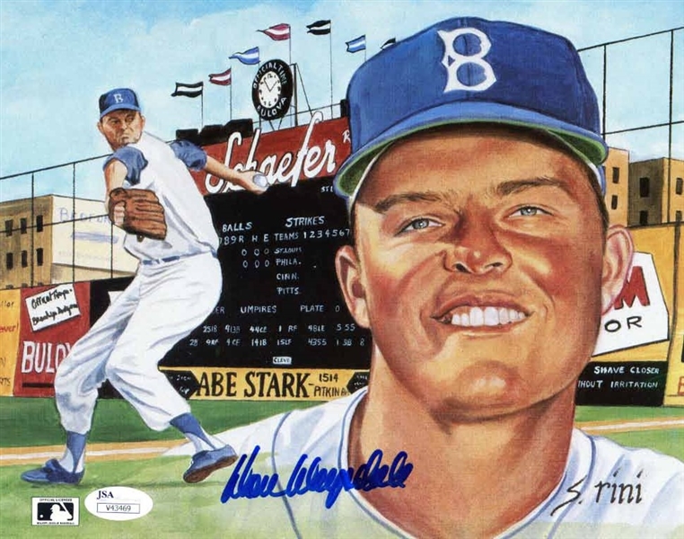 Don Drysdale Signed Ltd. Ed. Brooklyn Dodgers 8" x 10" Card Stock Photo (JSA)