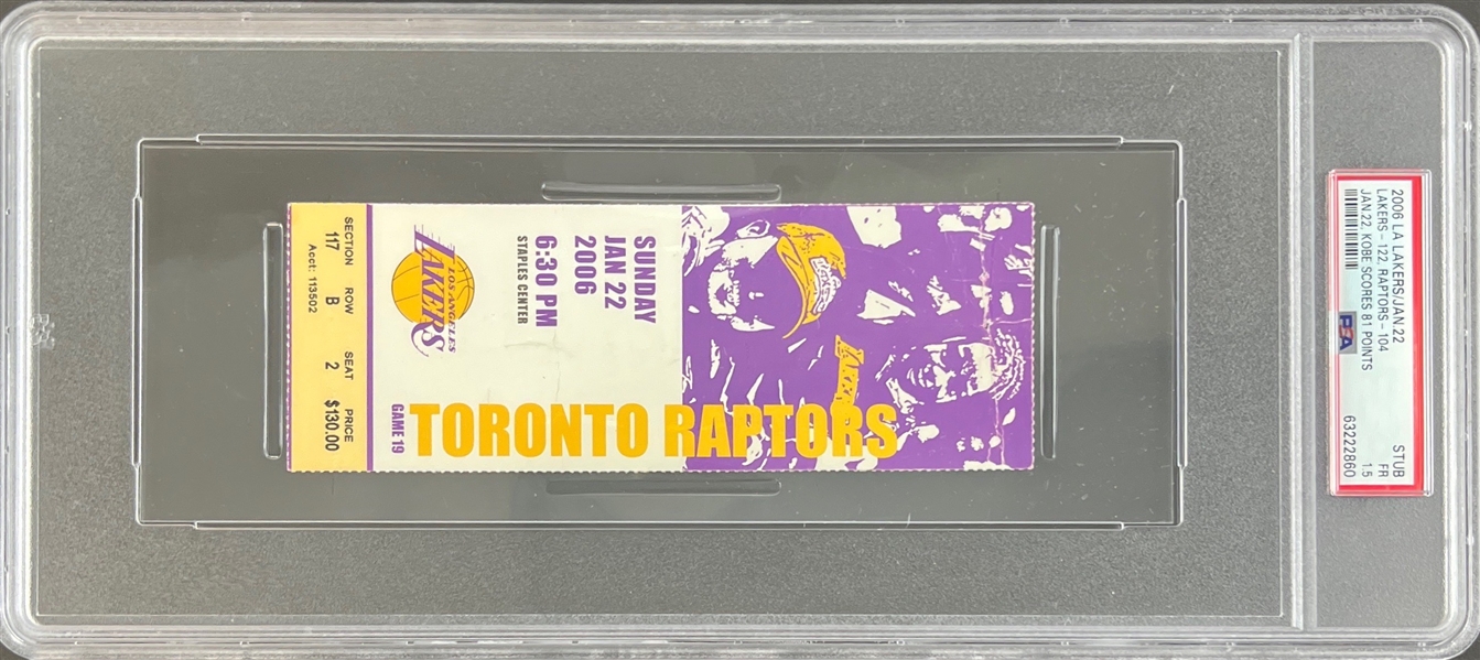 2006 LA Lakers Ticket Stub:: Kobe Scores 81 Points! (PSA/DNA)