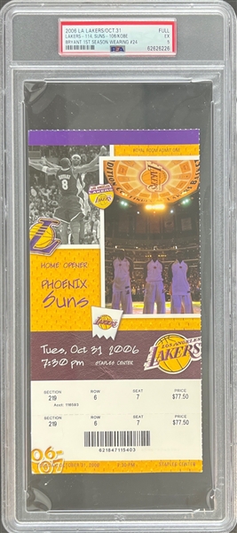 2006 LA Lakers vs Suns FULL Ticket:: Bryant's First Season Wearing #24! (PSA/DNA Encapsulated)