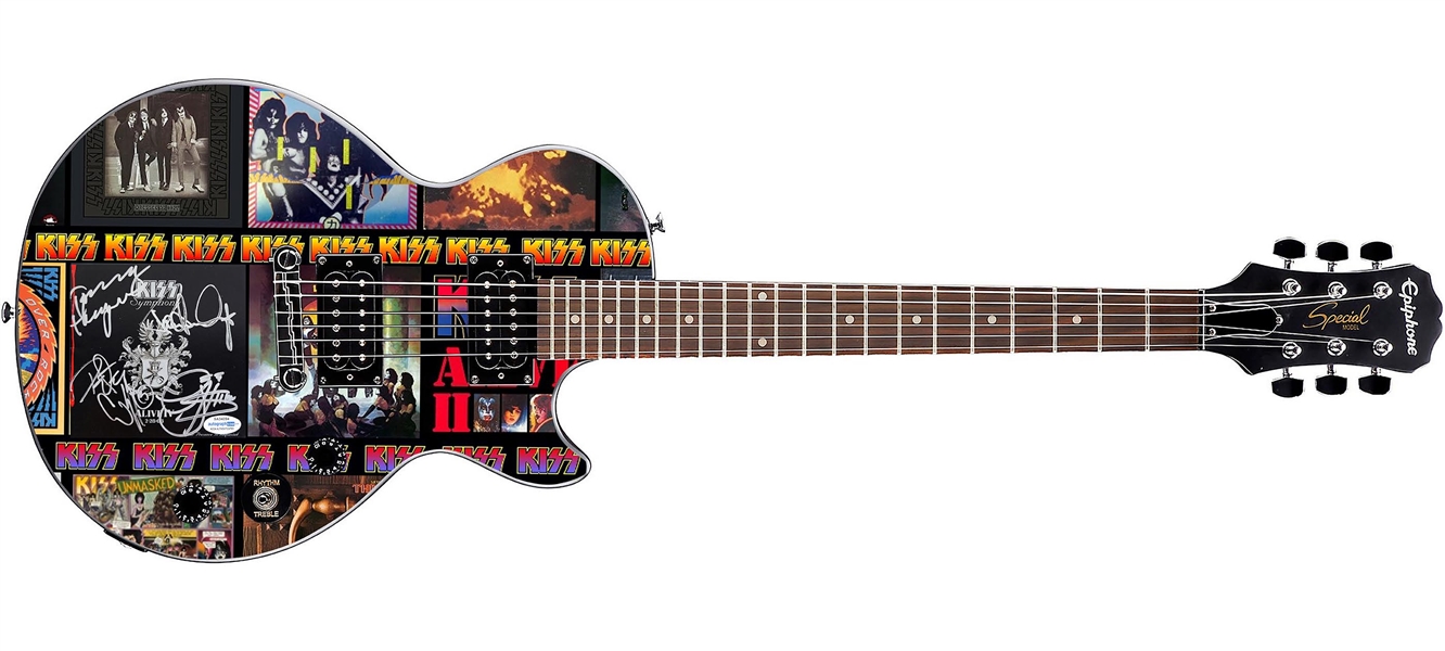 KISS: Group Signed Gibson Epiphone Custom Graphics Guitar (4 Sigs)(ACOA)