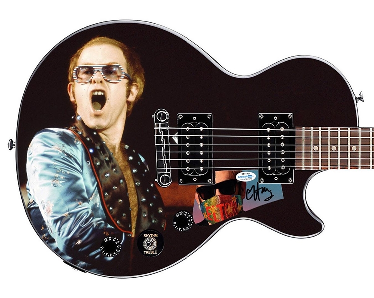 Elton John Signed Custom Gibson Epiphone Guitar w/ Live Piano Photo (ACOA)