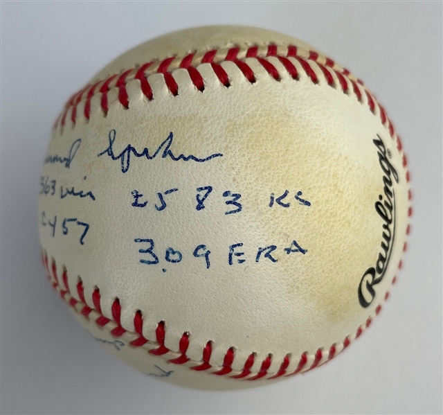 Warren 'Edward' Spahn Signed & Career Stat Inscribed OML Baseball (Third Party Guaranteed)