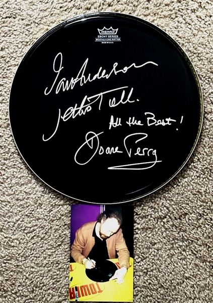 Jethro Tull Signed IN-PERSON 12 REMO Black Drum Head! (Third Party Guarantee)