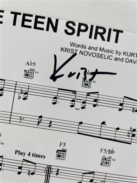 Krist Novoselic Signed Smells Like Teen Spirit Lyrics Photograph (JSA)
