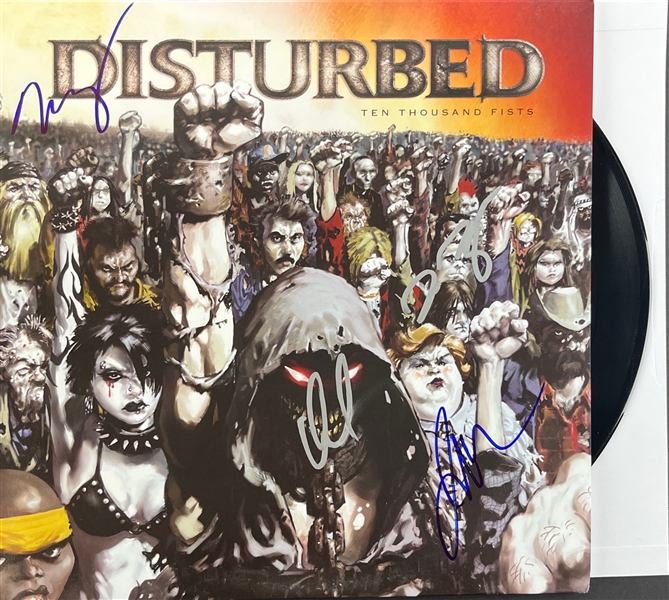 Disturbed Group Signed Ten Thousand Fists Album Cover w/ Vinyl (Third Party Guaranteed)