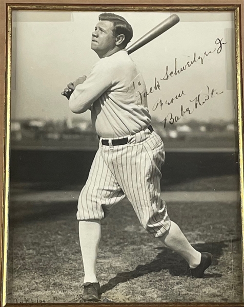 Babe Ruth Signed Photograph in Framed Display (Beckett/BAS and PSA/DNA)