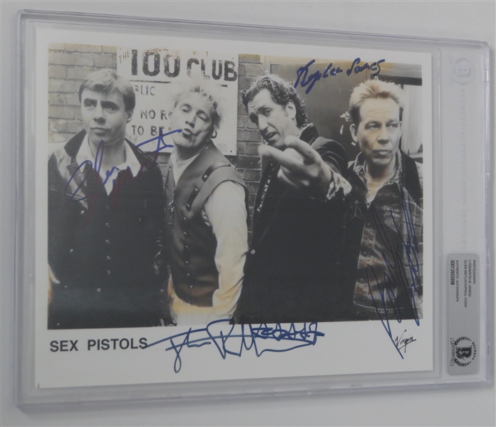 Sex Pistols Group Signed 10” x 8” Promotional Photo by 4 Original Members (Beckett/BAS Encapsulated & JSA LOA)