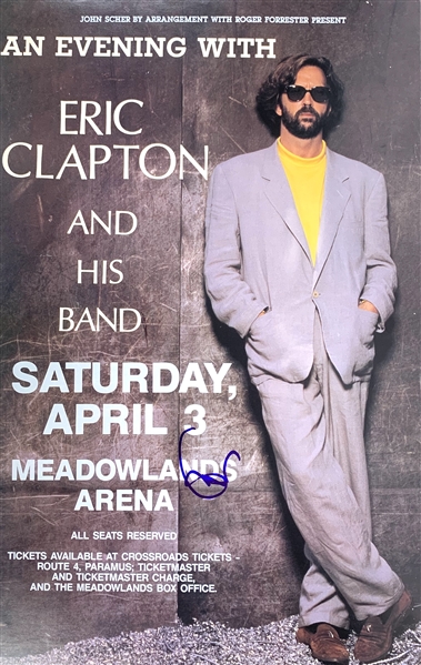 Eric Clapton Rare Signed Concert Poster :: April 3, 1990 :: Meadowlands Arena, New Jersey (Beckett/BAS)