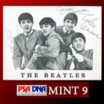 The Beatles Immaculate Group Signed 4.25" x 5.5" Vintage Fan Club Card - PSA/DNA Graded MINT 9 - One of the Best in the Hobby! 