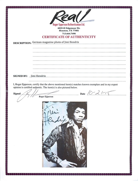 Jimi Hendrix Rare Signed 4 x 5.5 Black & White Magazine Page Photograph (PSA/DNA Encapsulated & REAL/Epperson)