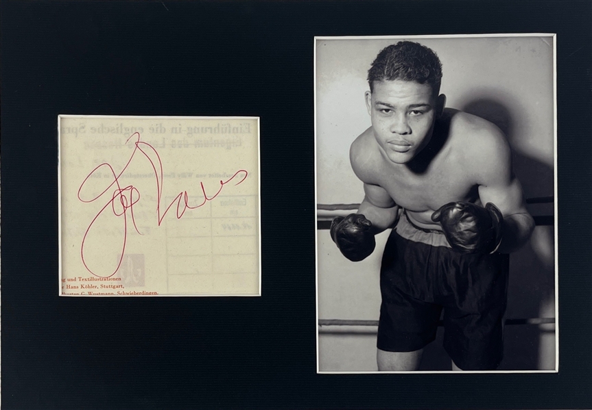 Joe Louis Matted Display with a Signed Cut (Third Party Guarantee)