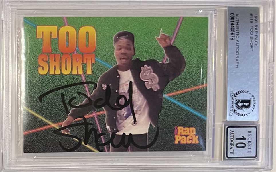 Too Short ULTRA Rare Signed 1991 Rap Packs Rookie Card with RARE Todd Shaw Legal Name Autograph! (Beckett/BAS GEM MINT 10 Auto)