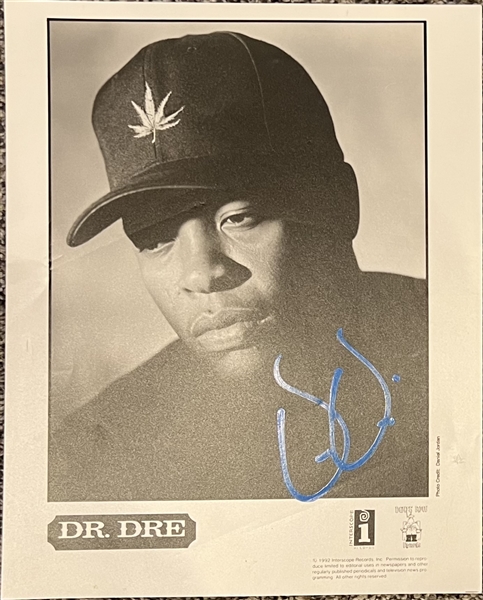Dr. Dre RARE Signed Interscope/Death Row Records 8 x 10 Publicity Photo (ACOA)