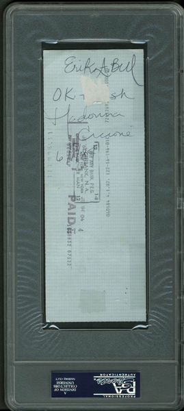 Madonna Ultra-Rare Handwritten & TWICE Signed Bank Check from 1984 - PSA/DNA Graded GEM MINT 10!