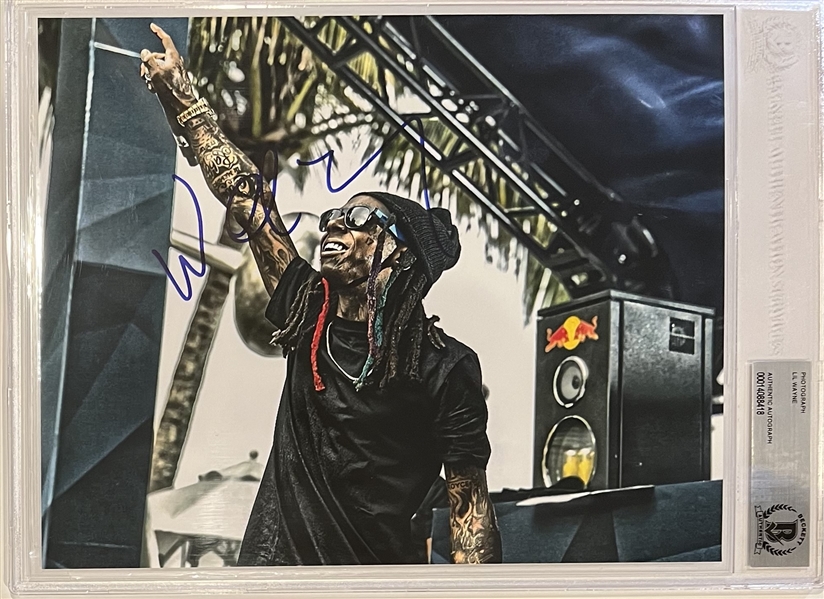 Lil Wayne Signed 8 x 10 Color Photo (Beckett/BAS Encpasulated & Beckett LOA)