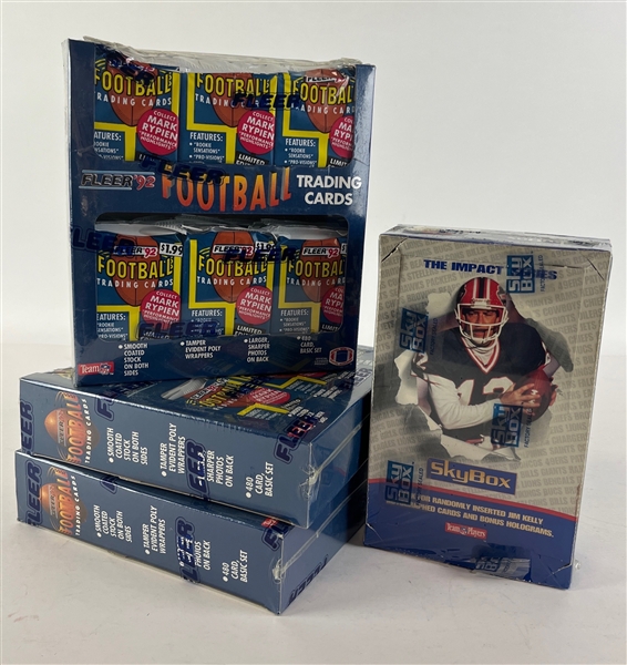 1992 Football Card Lot with 6 Unopened Boxes Incl. Fleer, Sky Box, & NFL Game Day