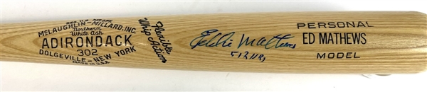 Eddie Mathews Signed Adirondack Personal Model Bat (JSA)