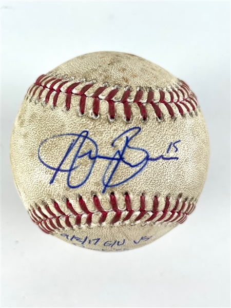 Austin Barnes Game Used & Signed OML Baseball :: Used 9-8-2017 COL vs LAD (MLB Holo & PSA/DNA)