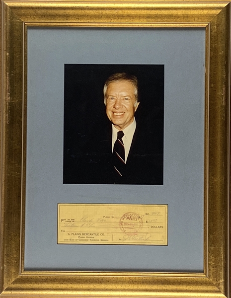 Jimmy Carter Signed Check Framed (JSA LOA) 