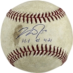 2014 Mike Trout Game Used & Signed OML Selig Baseball Used on 4/18/2014 vs Det :: Career Hit #421 For A Double (MLB Authenticated)