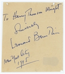 Leonard Bernstein Signature (Beckett/BAS Cert)  