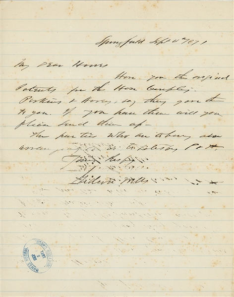 Gideon Welles Autographed Letter Signed (Beckett/BAS LOA)