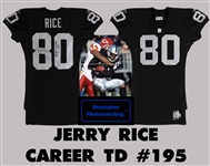 Jerry Rice 2001 Game Worn & Signed Jersey : Photomatched to 195th Career TD! (Resolution Photomatching & Beckett/BAS LOA)