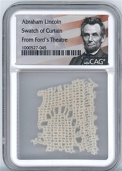 Abraham Lincoln Swatch of Curtain From Ford’s Theatre on the Night Of Assassination (CAG Encapsulated)