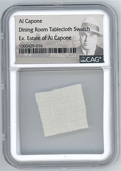 Al Capone’s Personally Owned Dining Room Tablecloth Swatch (CAG Encapsulated; Ex. Estate Of Al Capone) 