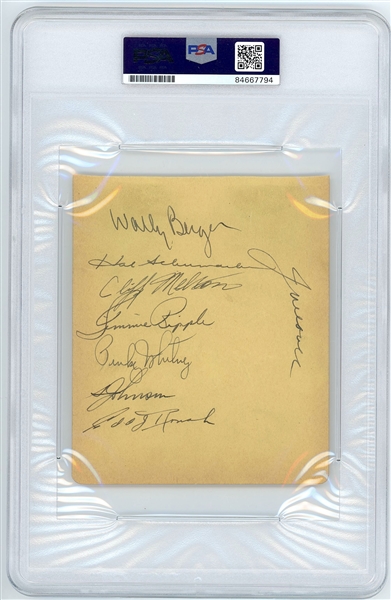 Phillies & Giants 1937 Team Signed Album Page (14 Sigs) (PSA Encapsulated NM-MT 8 Autograph Grade) 