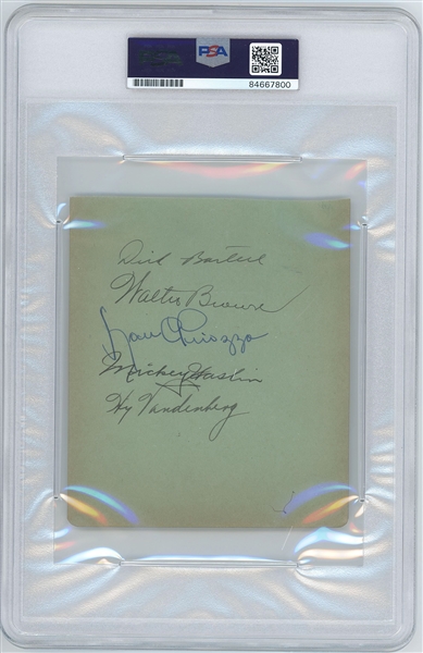 Detroit Tigers & NY Giants 1938 Team Signed Album Page (10 Sigs) (PSA Encapsulated MINT 9 Autograph Grade) 